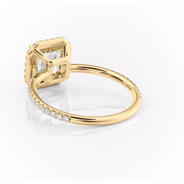Inel de logodnă Celeste din aur Galben 14kt cu moissanite tăietură asscher – Halo rafinată pentru profil mediu | Personalizează și configurează gratuit online [4]