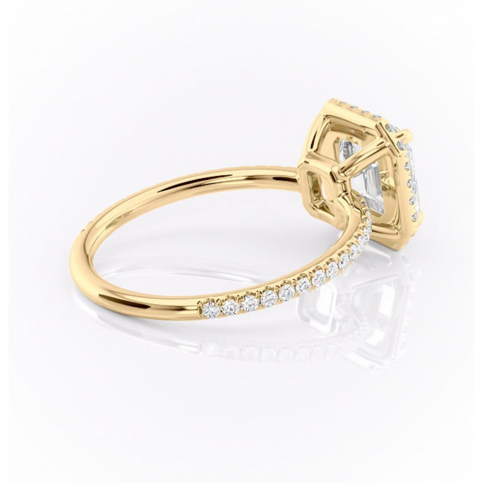 Inel de logodnă Celeste din aur Galben 14kt cu moissanite tăietură asscher – Halo rafinată pentru profil mediu | Personalizează și configurează gratuit online [3]