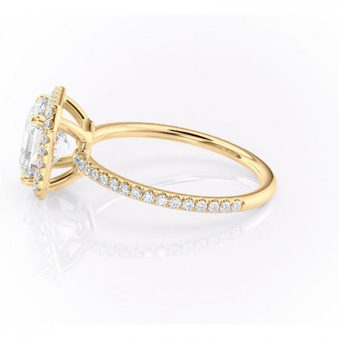 Inel de logodnă Celeste din aur Galben 14kt cu moissanite tăietură asscher – Halo rafinată pentru profil mediu | Personalizează și configurează gratuit online [6]
