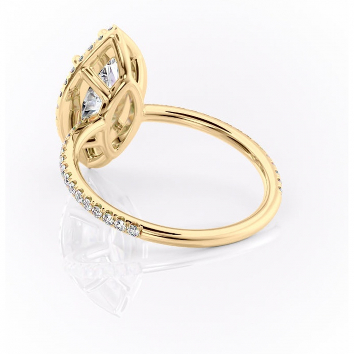 Inel de logodnă Celeste din aur Galben 14kt cu moissanite tăietură marquise – Halo rafinată pentru profil mediu | Personalizează și configurează gratuit online [4]