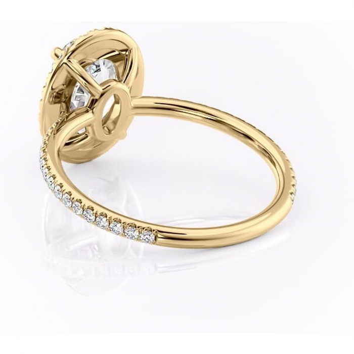 Inel de logodnă Celeste din aur Galben 14kt cu moissanite tăietură ovală – Halo rafinată pentru profil mediu | Personalizează și configurează gratuit online [4]