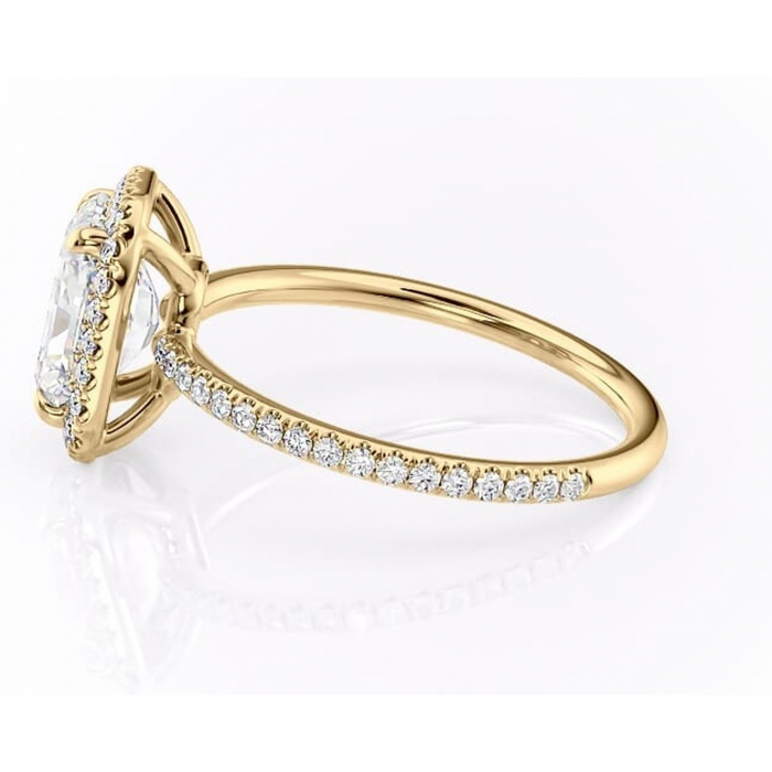 Inel de logodnă Celeste din aur Galben 18kt cu moissanite tăietură radiantă – Halo rafinată pentru profil mediu | Personalizează și configurează gratuit online [6]