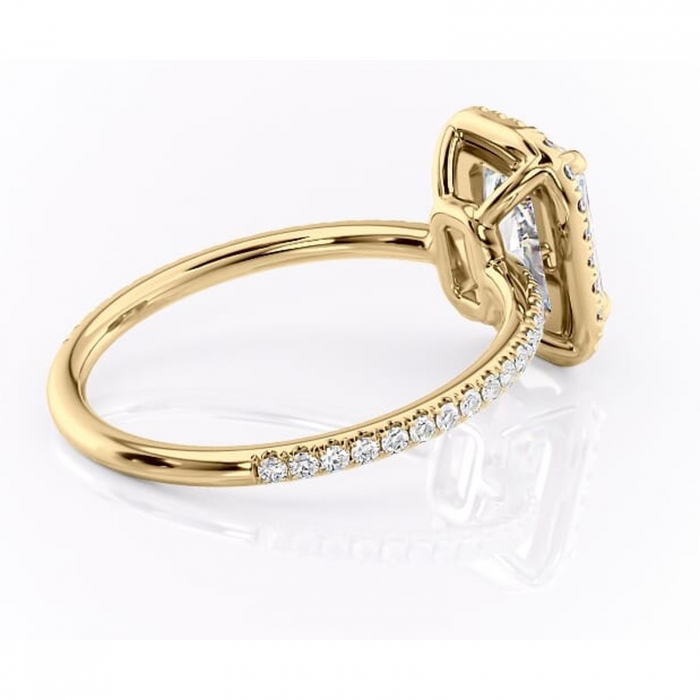 Inel de logodnă Celeste din aur Galben 18kt cu moissanite tăietură radiantă – Halo rafinată pentru profil mediu | Personalizează și configurează gratuit online [3]