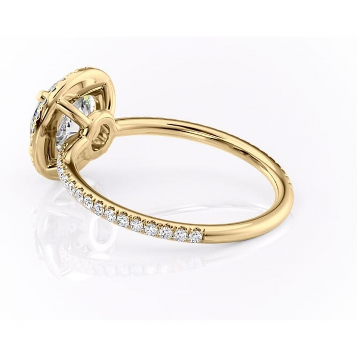 Inel de logodnă Celeste din aur Galben 14kt cu moissanite tăietură rotundă – Halo rafinată pentru profil mediu | Personalizează și configurează gratuit online [5]