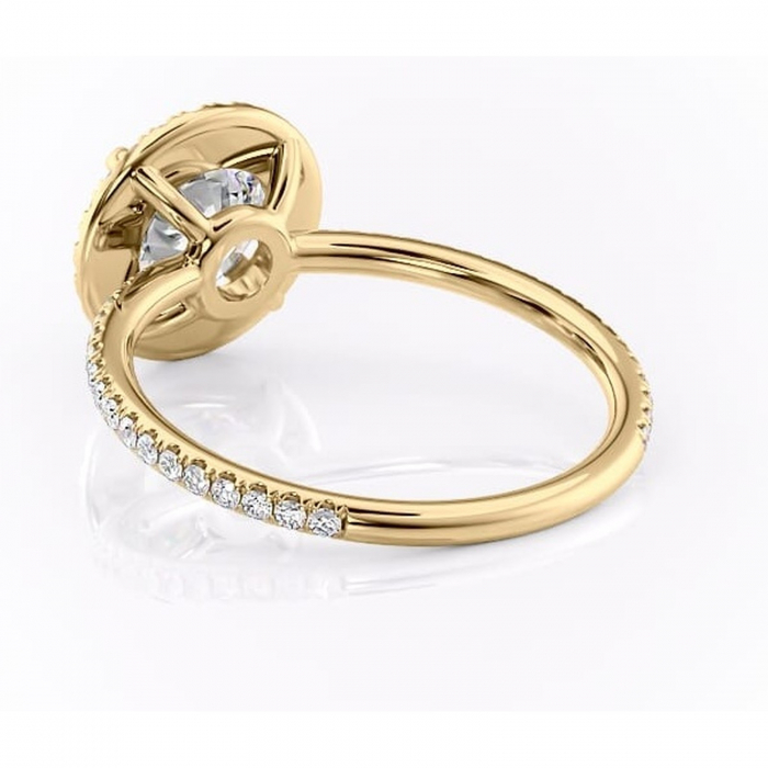 Inel de logodnă Celeste din aur Galben 14kt cu moissanite tăietură rotundă – Halo rafinată pentru profil mediu | Personalizează și configurează gratuit online [4]