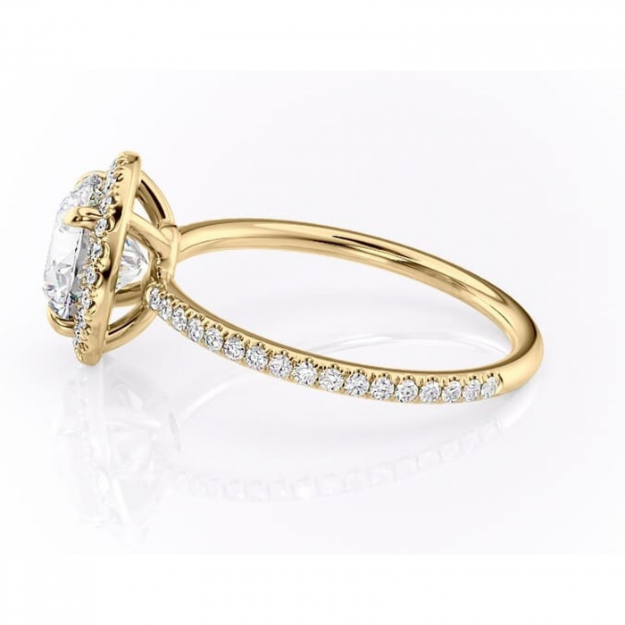 Inel de logodnă Celeste din aur Galben 14kt cu moissanite tăietură rotundă – Halo rafinată pentru profil mediu | Personalizează și configurează gratuit online [6]