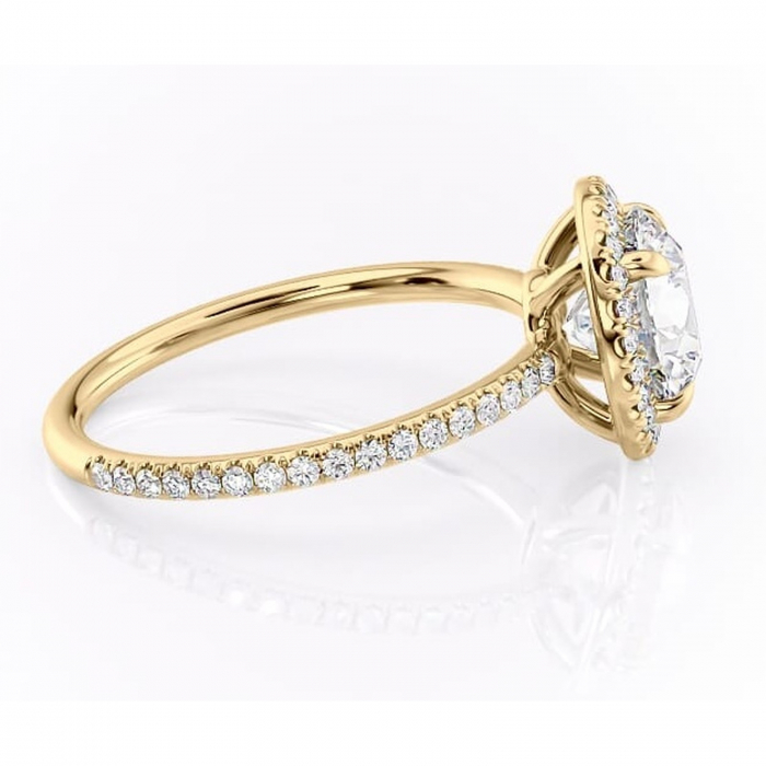 Inel de logodnă Celeste din aur Galben 14kt cu moissanite tăietură rotundă – Halo rafinată pentru profil mediu | Personalizează și configurează gratuit online [2]