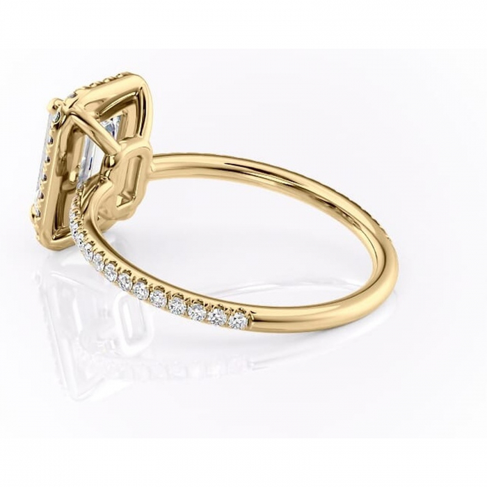 Inel de logodnă Celeste din aur Galben 14kt cu moissanite tăietură smarald – Halo rafinată pentru profil mediu | Personalizează și configurează gratuit online [5]