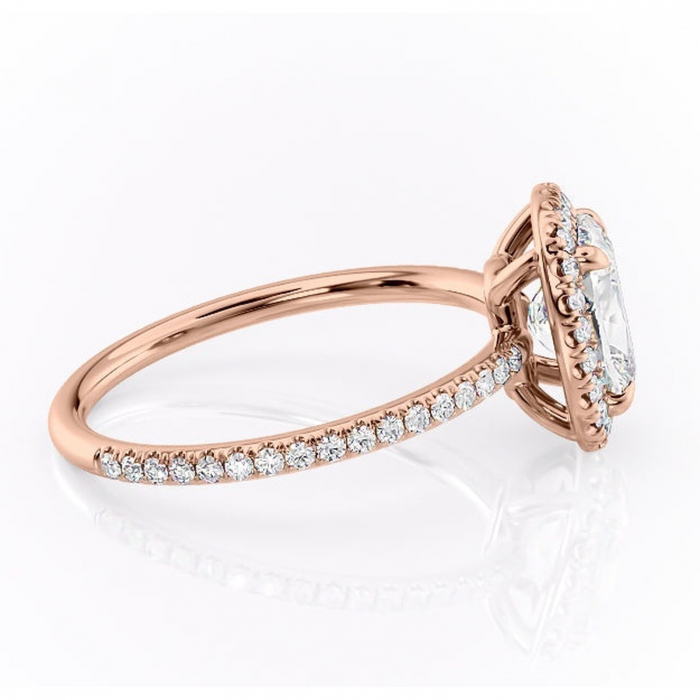 Inel de logodnă Celeste din aur Rose 14kt cu moissanite tăietură asscher – Halo rafinată pentru profil mediu | Personalizează și configurează gratuit online [2]