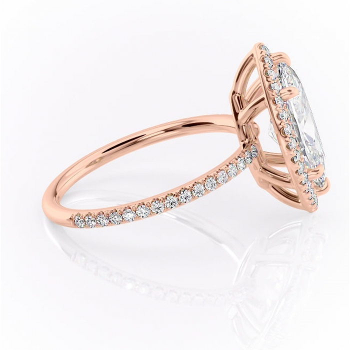 Inel de logodnă Celeste din aur Rose 14kt cu moissanite tăietură marquise – Halo rafinată pentru profil mediu | Personalizează și configurează gratuit online [2]
