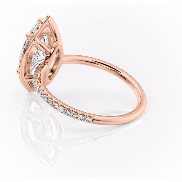 Inel de logodnă Celeste din aur Rose 14kt cu moissanite tăietură marquise – Halo rafinată pentru profil mediu | Personalizează și configurează gratuit online [5]