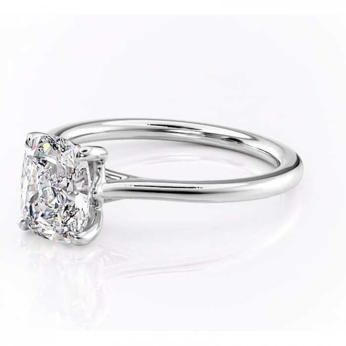 Inel de logodnă Charlotte din aur Alb 14kt cu moissanite tăietură pernă – Solitar rafinată pentru profil mediu | Personalizează și configurează gratuit online [7]