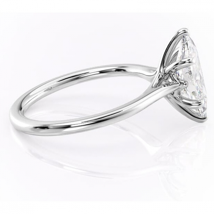 Inel de logodnă Charlotte din aur Alb 14kt cu moissanite tăietură marquise – Solitar rafinată pentru profil mediu | Personalizează și configurează gratuit online [2]