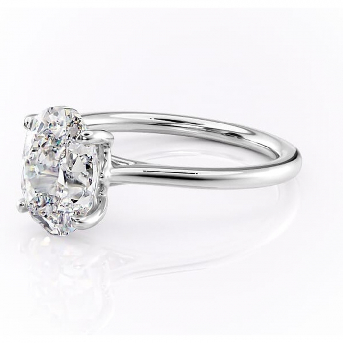 Inel de logodnă Charlotte din aur Alb 14kt cu moissanite tăietură ovală – Solitar rafinată pentru profil mediu | Personalizează și configurează gratuit online [7]