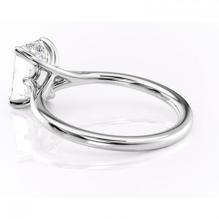 Inel de logodnă Charlotte din aur Alb 14kt cu moissanite tăietură smarald – Solitar rafinată pentru profil mediu | Personalizează și configurează gratuit online [5]