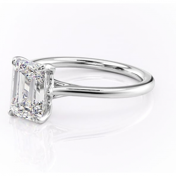 Inel de logodnă Charlotte din aur Alb 14kt cu moissanite tăietură smarald – Solitar rafinată pentru profil mediu | Personalizează și configurează gratuit online [7]