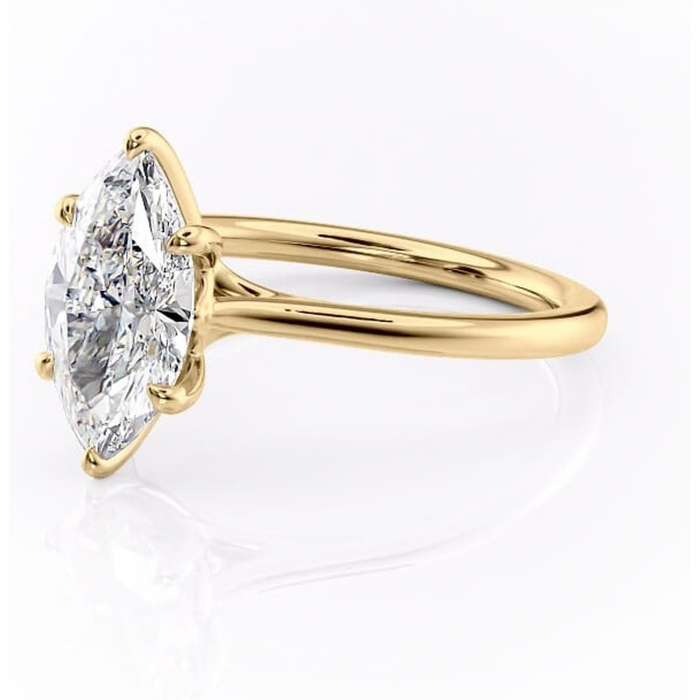 Inel de logodnă Charlotte din aur Galben 14kt cu moissanite tăietură marquise – Solitar rafinată pentru profil mediu | Personalizează și configurează gratuit online [7]