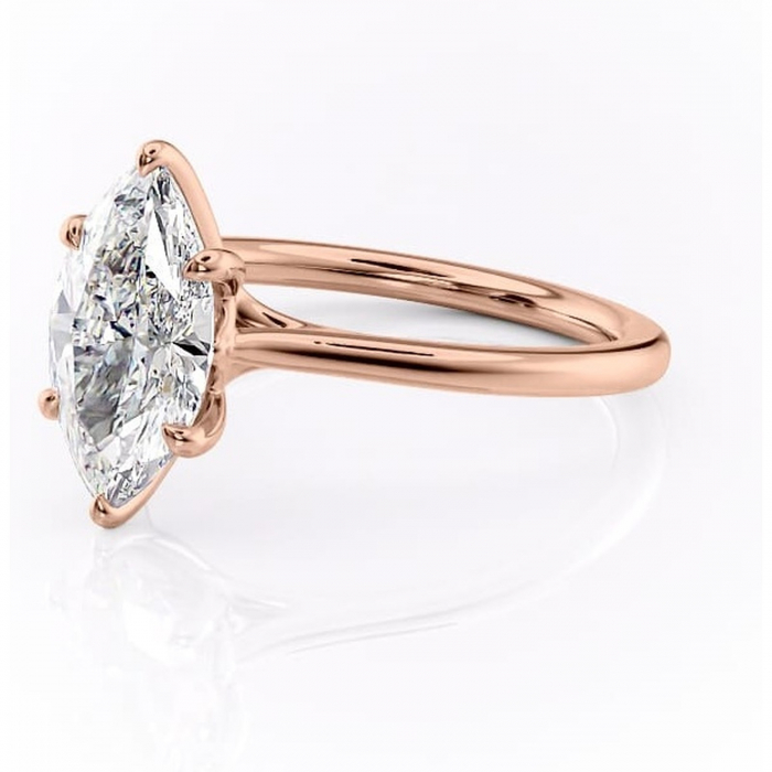 Inel de logodnă Charlotte din aur Rose 14kt cu moissanite tăietură marquise – Solitar rafinată pentru profil mediu | Personalizează și configurează gratuit online [7]