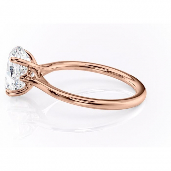 Inel de logodnă Charlotte din aur Rose 14kt cu moissanite tăietură ovală – Solitar rafinată pentru profil mediu | Personalizează și configurează gratuit online [6]