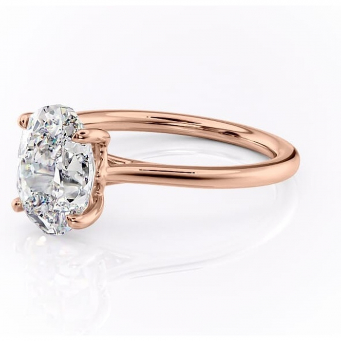 Inel de logodnă Charlotte din aur Rose 14kt cu moissanite tăietură ovală – Solitar rafinată pentru profil mediu | Personalizează și configurează gratuit online [7]