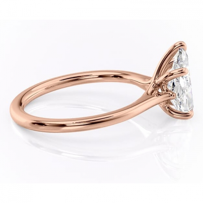 Inel de logodnă Charlotte din aur Rose 14kt cu moissanite tăietură pară – Solitar rafinată pentru profil mediu | Personalizează și configurează gratuit online [2]