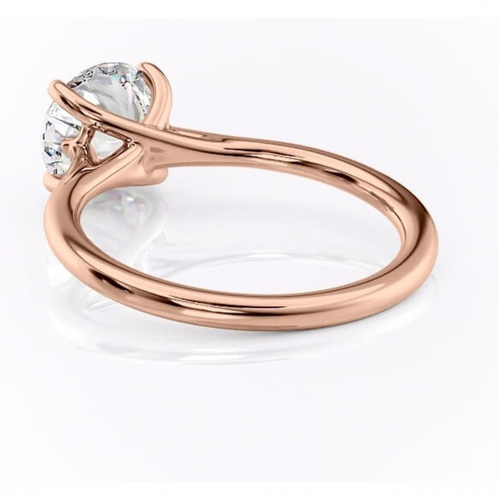Inel de logodnă Charlotte din aur Rose 14kt cu moissanite tăietură rotundă – Solitar rafinată pentru profil mediu | Personalizează și configurează gratuit online [4]