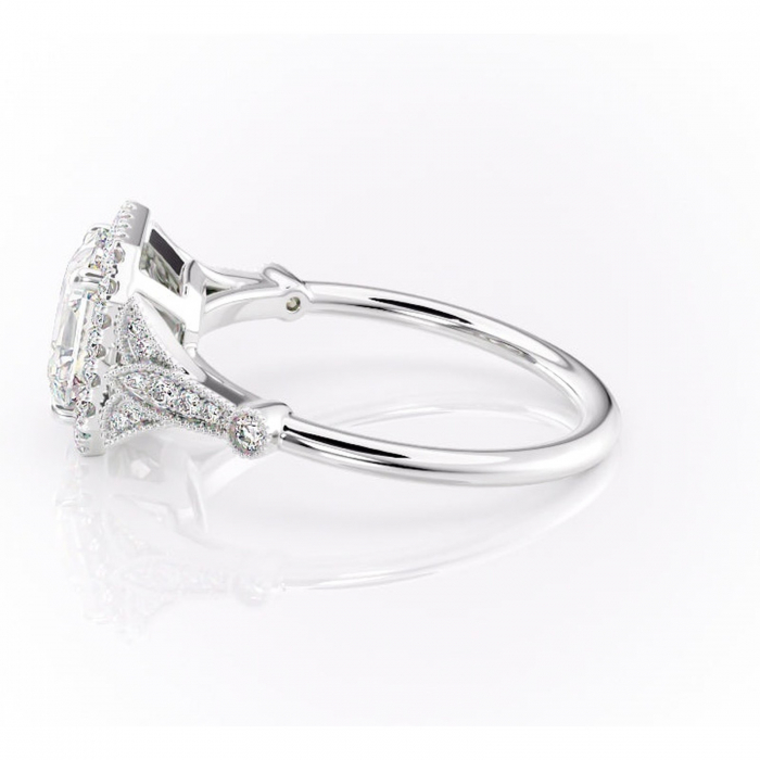 Inel de logodnă Citrina din aur Alb 14kt cu moissanite tăietură asscher – Halo rafinată pentru profil mediu | Personalizează și configurează gratuit online [6]