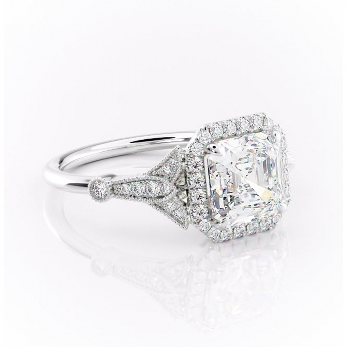 Inel de logodnă Citrina din aur Alb 14kt cu moissanite tăietură asscher – Halo rafinată pentru profil mediu | Personalizează și configurează gratuit online [1]