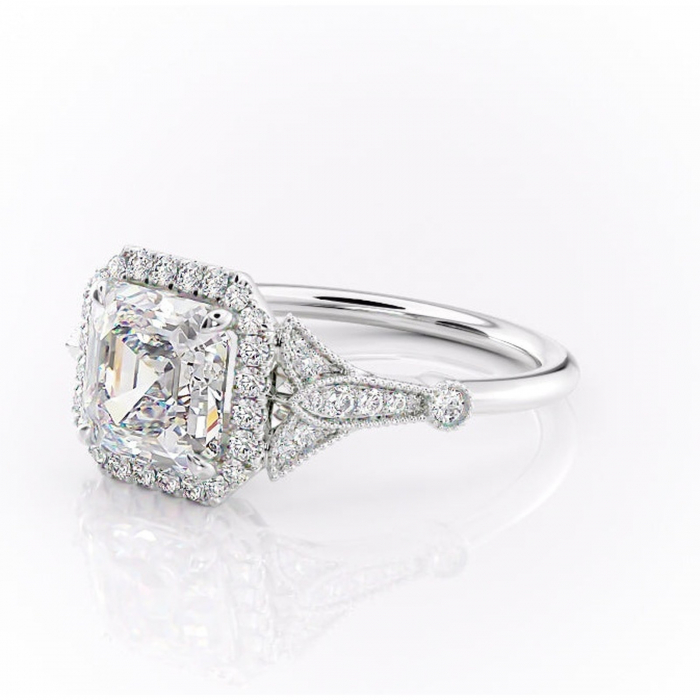Inel de logodnă Citrina din aur Alb 14kt cu moissanite tăietură asscher – Halo rafinată pentru profil mediu | Personalizează și configurează gratuit online [7]