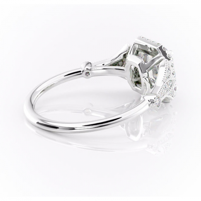 Inel de logodnă Citrina din aur Alb 14kt cu moissanite tăietură asscher – Halo rafinată pentru profil mediu | Personalizează și configurează gratuit online [3]