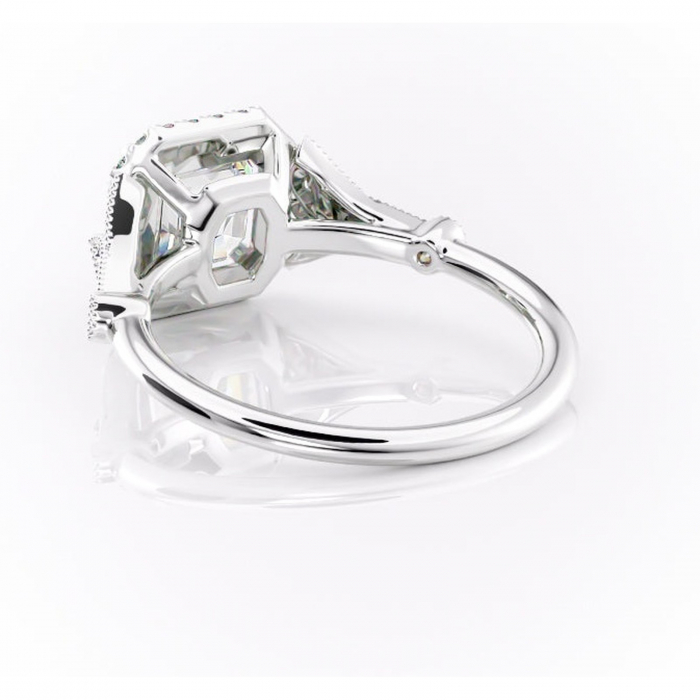 Inel de logodnă Citrina din aur Alb 14kt cu moissanite tăietură asscher – Halo rafinată pentru profil mediu | Personalizează și configurează gratuit online [4]
