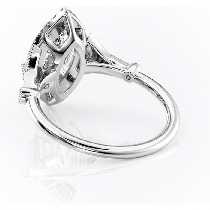 Inel de logodnă Citrina din aur Alb 14kt cu moissanite tăietură marquise – Halo rafinată pentru profil mediu | Personalizează și configurează gratuit online [4]