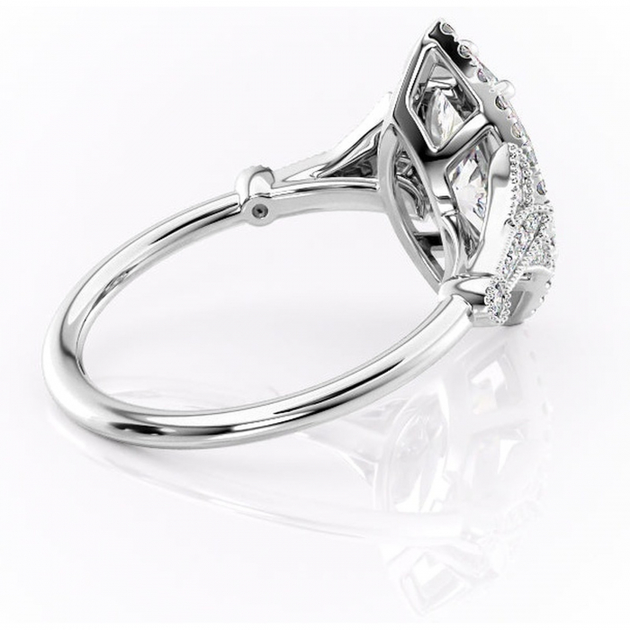 Inel de logodnă Citrina din aur Alb 14kt cu moissanite tăietură marquise – Halo rafinată pentru profil mediu | Personalizează și configurează gratuit online [3]
