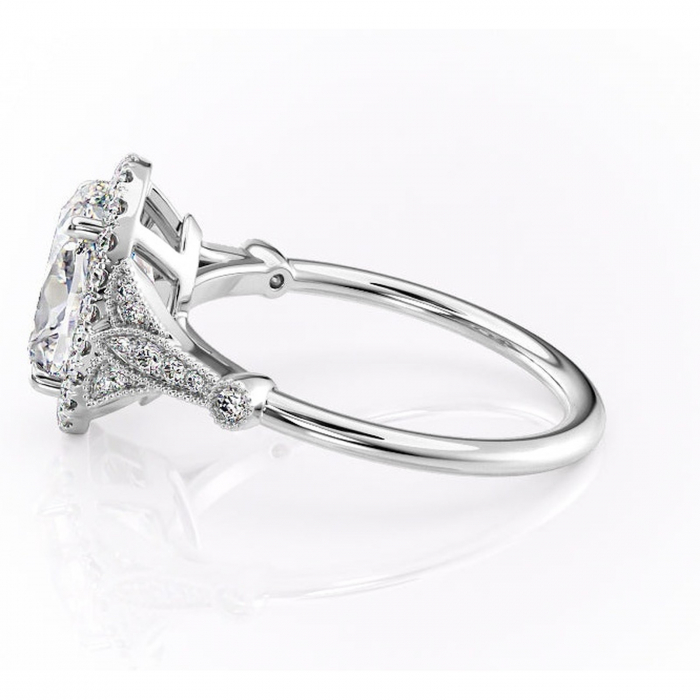 Inel de logodnă Citrina din aur Alb 14kt cu moissanite tăietură ovală – Halo rafinată pentru profil mediu | Personalizează și configurează gratuit online [6]