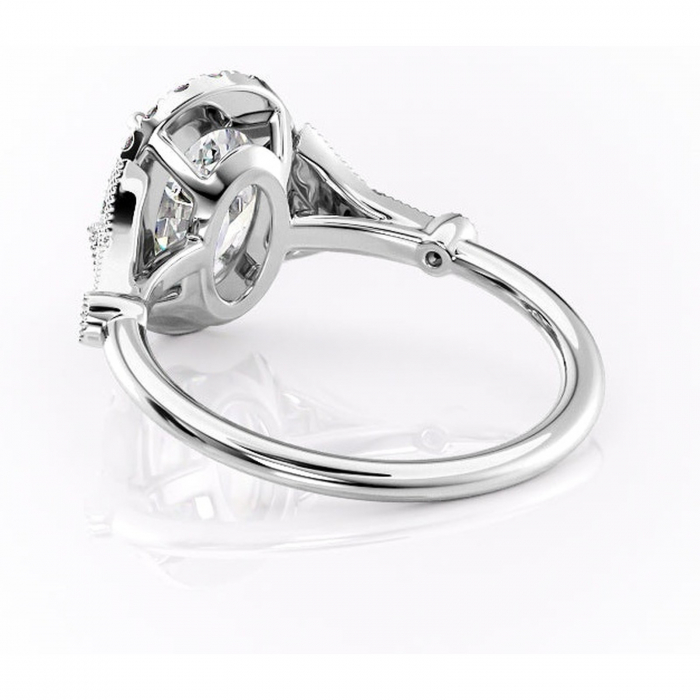 Inel de logodnă Citrina din aur Alb 14kt cu moissanite tăietură ovală – Halo rafinată pentru profil mediu | Personalizează și configurează gratuit online [4]