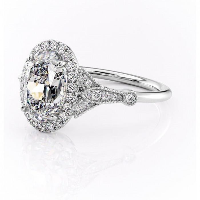 Inel de logodnă Citrina din aur Alb 14kt cu moissanite tăietură ovală – Halo rafinată pentru profil mediu | Personalizează și configurează gratuit online [7]