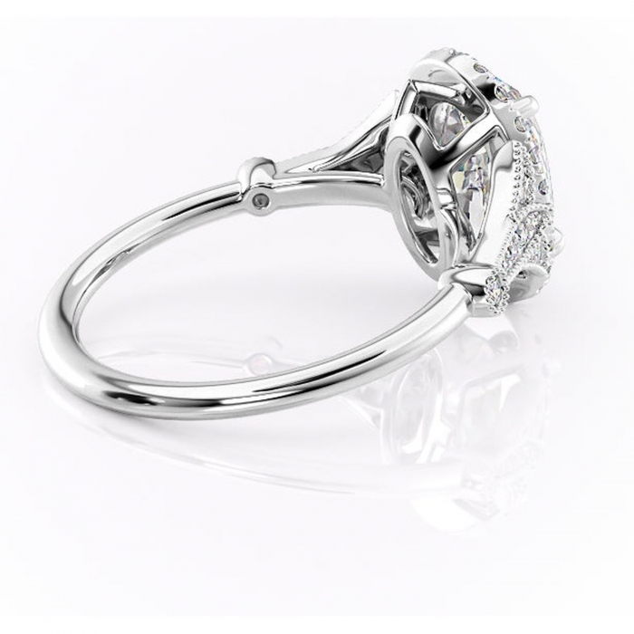 Inel de logodnă Citrina din aur Alb 14kt cu moissanite tăietură ovală – Halo rafinată pentru profil mediu | Personalizează și configurează gratuit online [3]