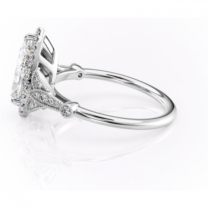 Inel de logodnă Citrina din aur Alb 18kt cu moissanite tăietură pară – Halo rafinată pentru profil mediu | Personalizează și configurează gratuit online [6]