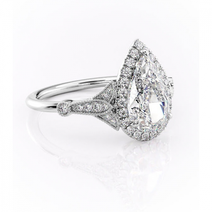 Inel de logodnă Citrina din aur Alb 18kt cu moissanite tăietură pară – Halo rafinată pentru profil mediu | Personalizează și configurează gratuit online [1]