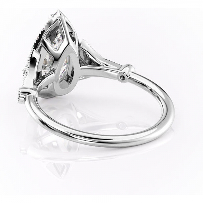 Inel de logodnă Citrina din aur Alb 18kt cu moissanite tăietură pară – Halo rafinată pentru profil mediu | Personalizează și configurează gratuit online [4]