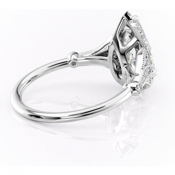 Inel de logodnă Citrina din aur Alb 18kt cu moissanite tăietură pară – Halo rafinată pentru profil mediu | Personalizează și configurează gratuit online [3]