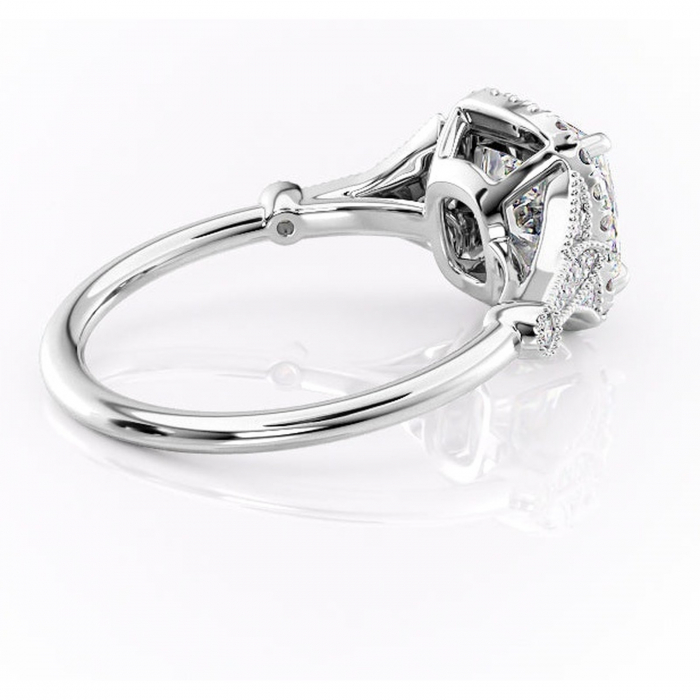 Inel de logodnă Citrina din aur Alb 14kt cu moissanite tăietură pernă – Halo rafinată pentru profil mediu | Personalizează și configurează gratuit online [3]