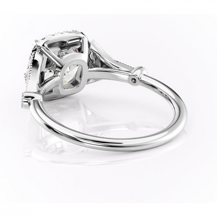 Inel de logodnă Citrina din aur Alb 14kt cu moissanite tăietură pernă – Halo rafinată pentru profil mediu | Personalizează și configurează gratuit online [4]