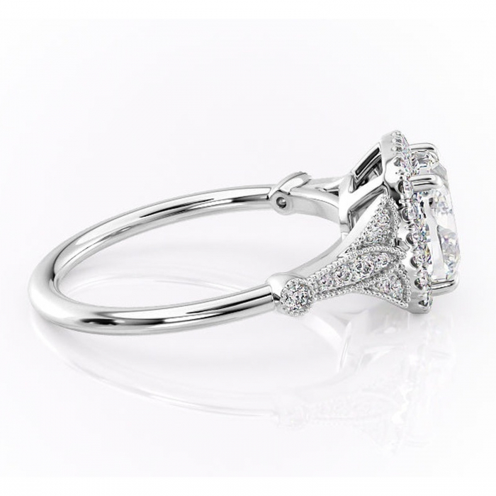 Inel de logodnă Citrina din aur Alb 14kt cu moissanite tăietură pernă – Halo rafinată pentru profil mediu | Personalizează și configurează gratuit online [2]