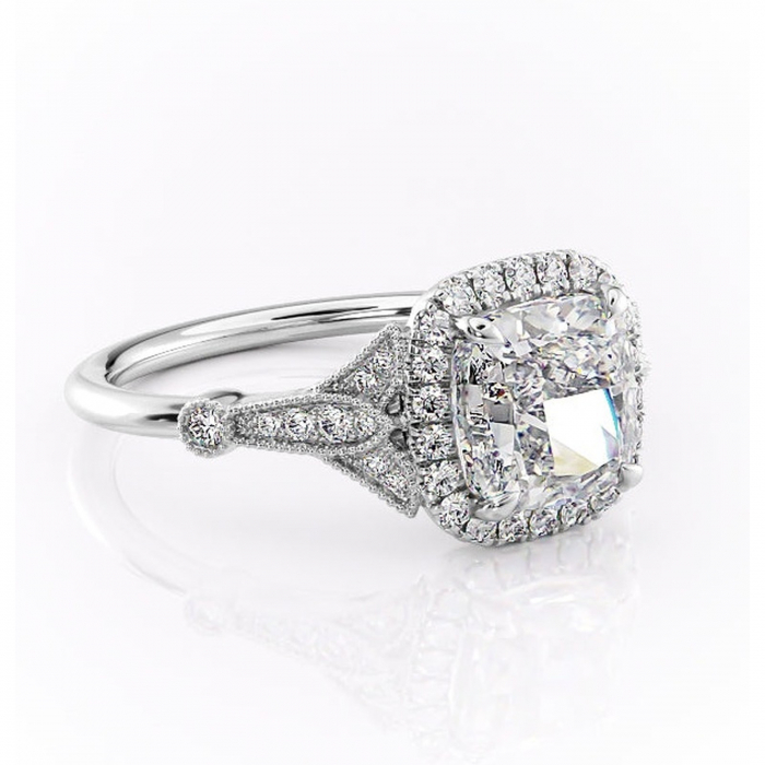 Inel de logodnă Citrina din aur Alb 14kt cu moissanite tăietură pernă – Halo rafinată pentru profil mediu | Personalizează și configurează gratuit online [1]