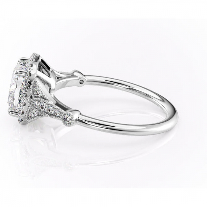 Inel de logodnă Citrina din aur Alb 14kt cu moissanite tăietură pernă – Halo rafinată pentru profil mediu | Personalizează și configurează gratuit online [6]