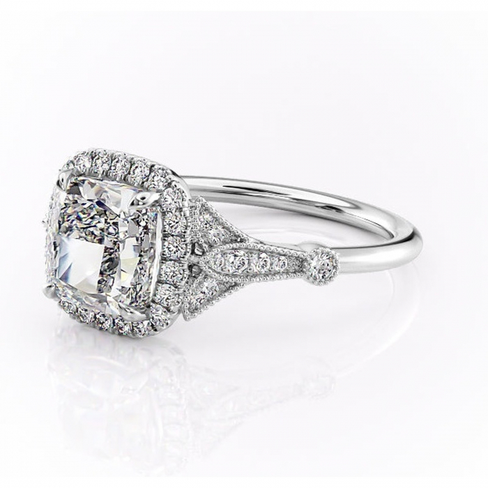 Inel de logodnă Citrina din aur Alb 14kt cu moissanite tăietură pernă – Halo rafinată pentru profil mediu | Personalizează și configurează gratuit online [7]