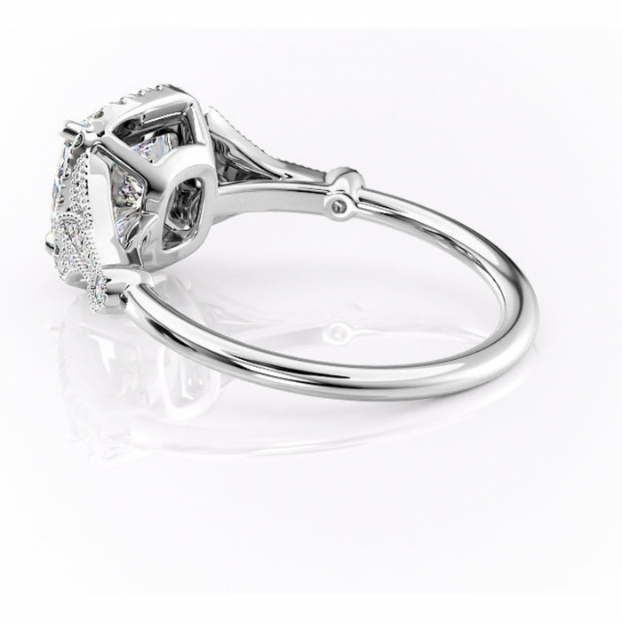 Inel de logodnă Citrina din aur Alb 14kt cu moissanite tăietură pernă – Halo rafinată pentru profil mediu | Personalizează și configurează gratuit online [5]