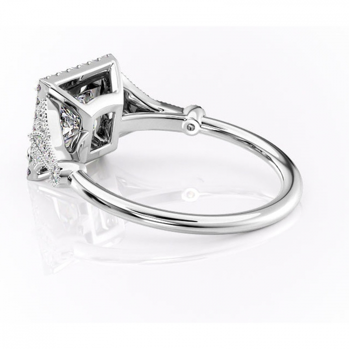 Inel de logodnă Citrina din aur Alb 14kt cu moissanite tăietură princess – Halo rafinată pentru profil mediu | Personalizează și configurează gratuit online [5]