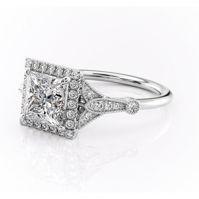 Inel de logodnă Citrina din aur Alb 14kt cu moissanite tăietură princess – Halo rafinată pentru profil mediu | Personalizează și configurează gratuit online [7]